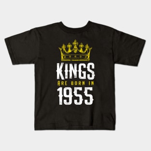 kings are born 1955 birthday quote crown king birthday party gift Kids T-Shirt